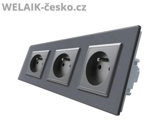 Elegantní trojnásobná skleněná zásuvka WELAIK v tmavě šedém provedení dodá vašemu interiéru moderní a luxusní vzhled....